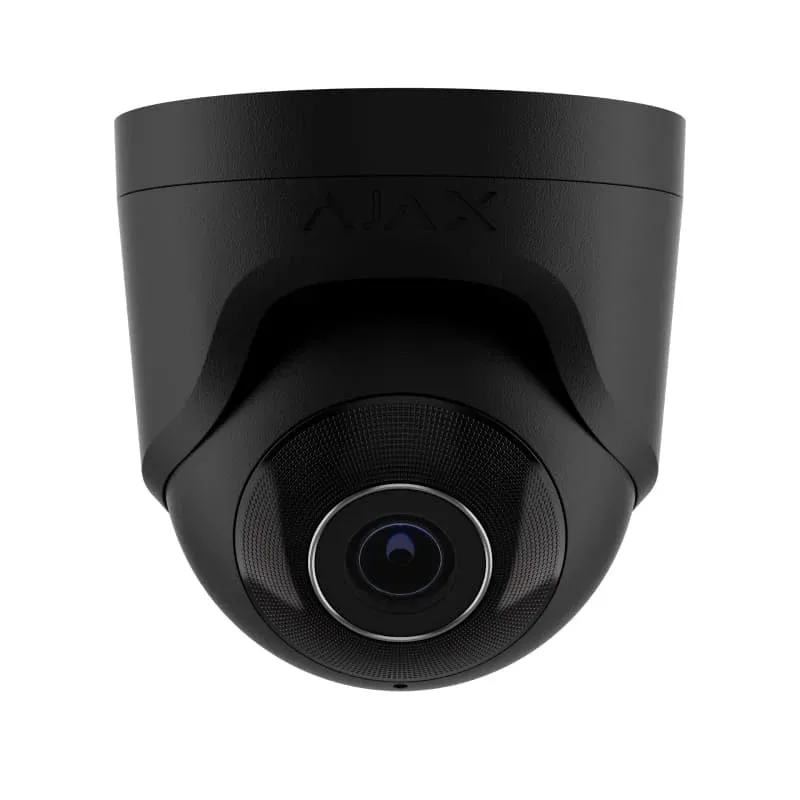 IP-Камера дротова Ajax TurretCam, 5мп, 4мм, Poe, True WDR, IP 65, ІЧ 35м, аудіо, кут огляду 75°до 85°, купольна, чорна