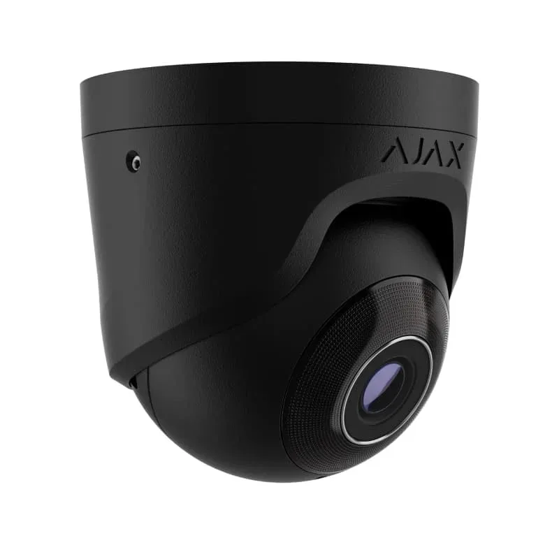 IP-Камера дротова Ajax TurretCam, 5мп, 4мм, Poe, True WDR, IP 65, ІЧ 35м, аудіо, кут огляду 75°до 85°, купольна, чорна