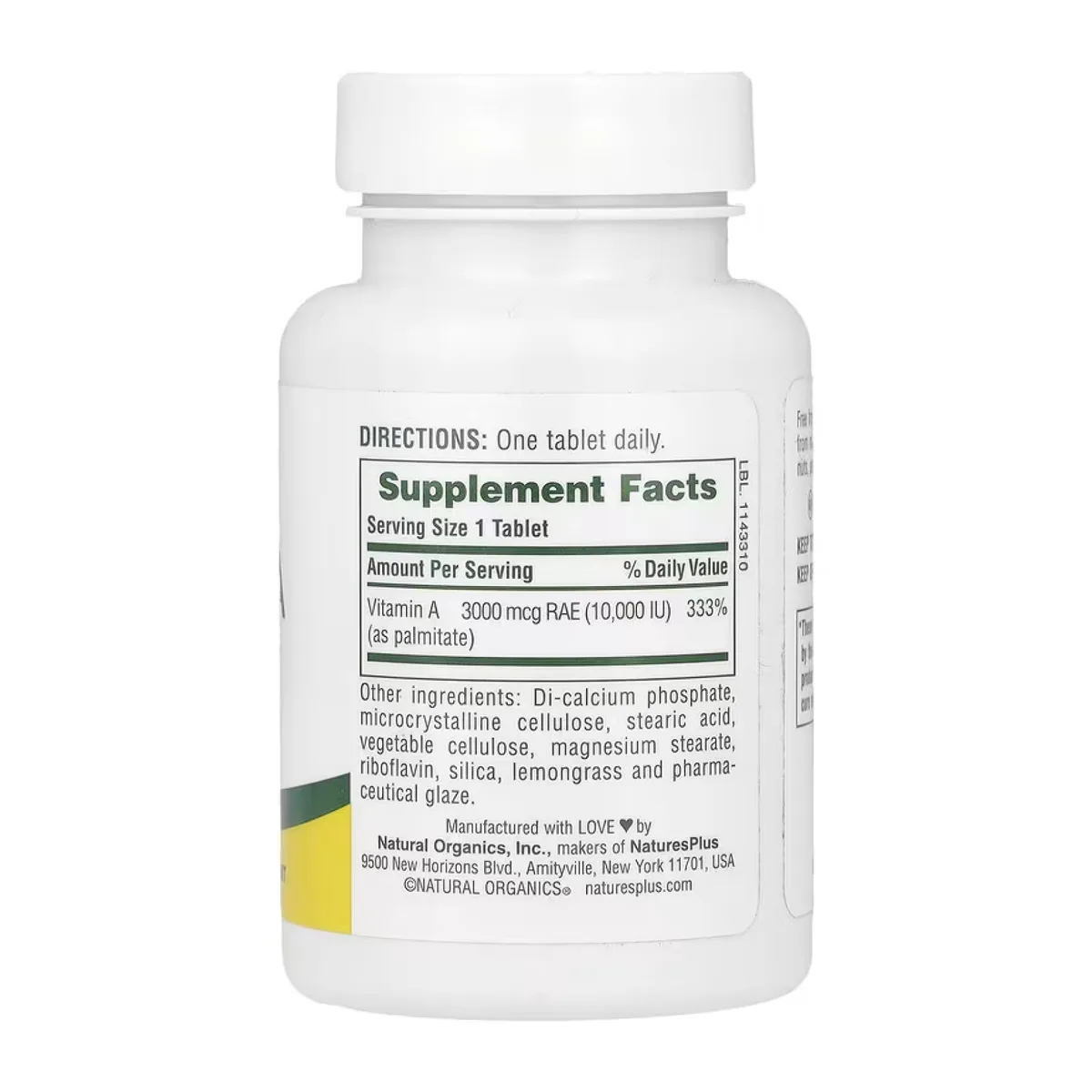 VIT A 10000 IU Nature's Plus водорастворимые таблетки 90 шт вегетарианские без глютена