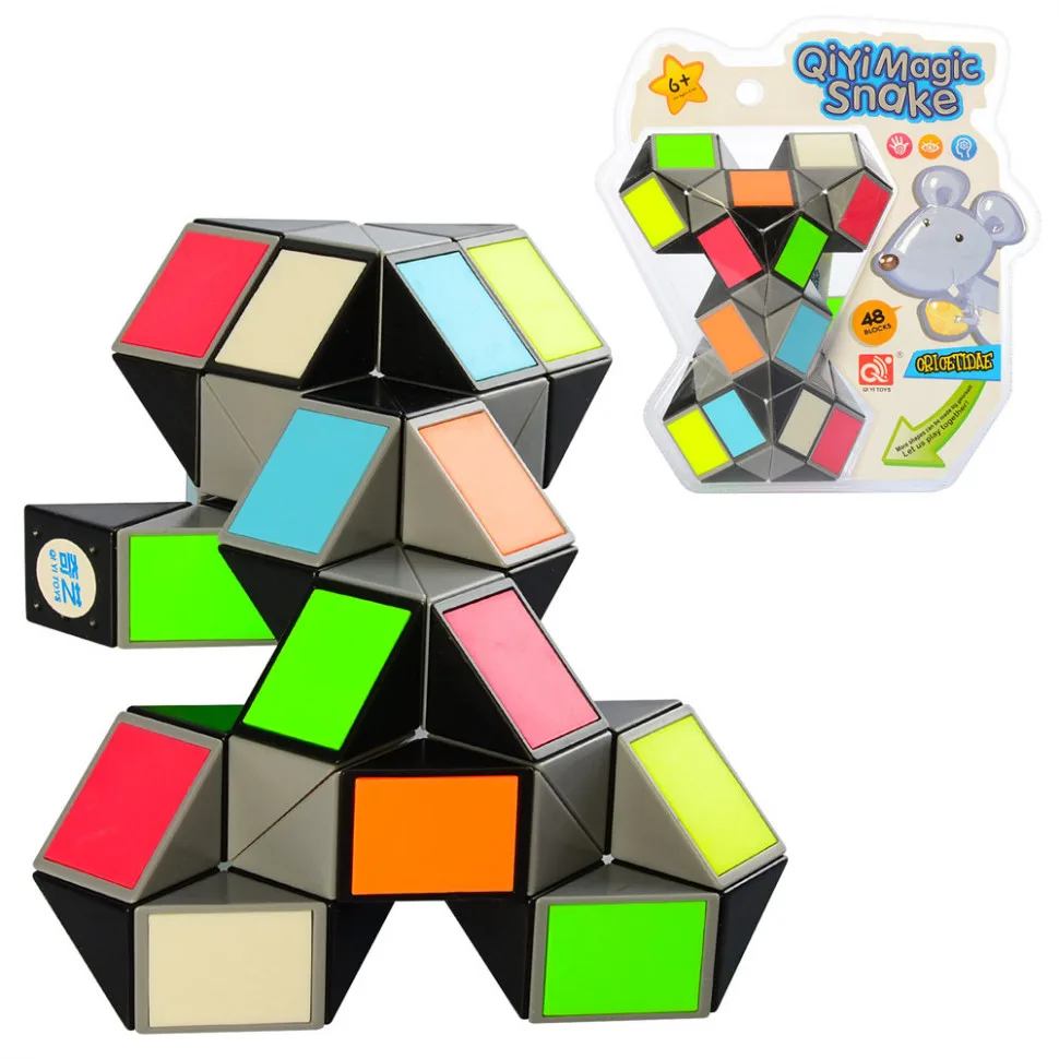 Змійка QiYi Toys пластик 48 сегментів різнокольорова 3 см