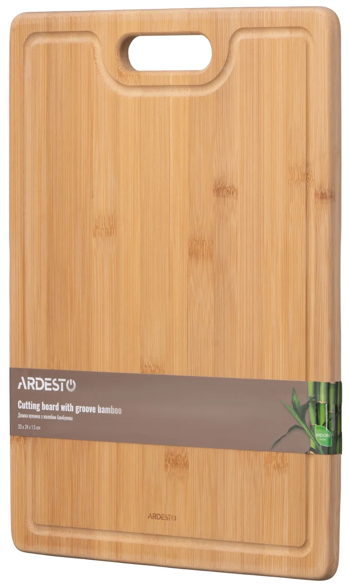 Кухонна дошка з бортиком ARDESTO Midori, 33х24х1.5 см, з бамбука.