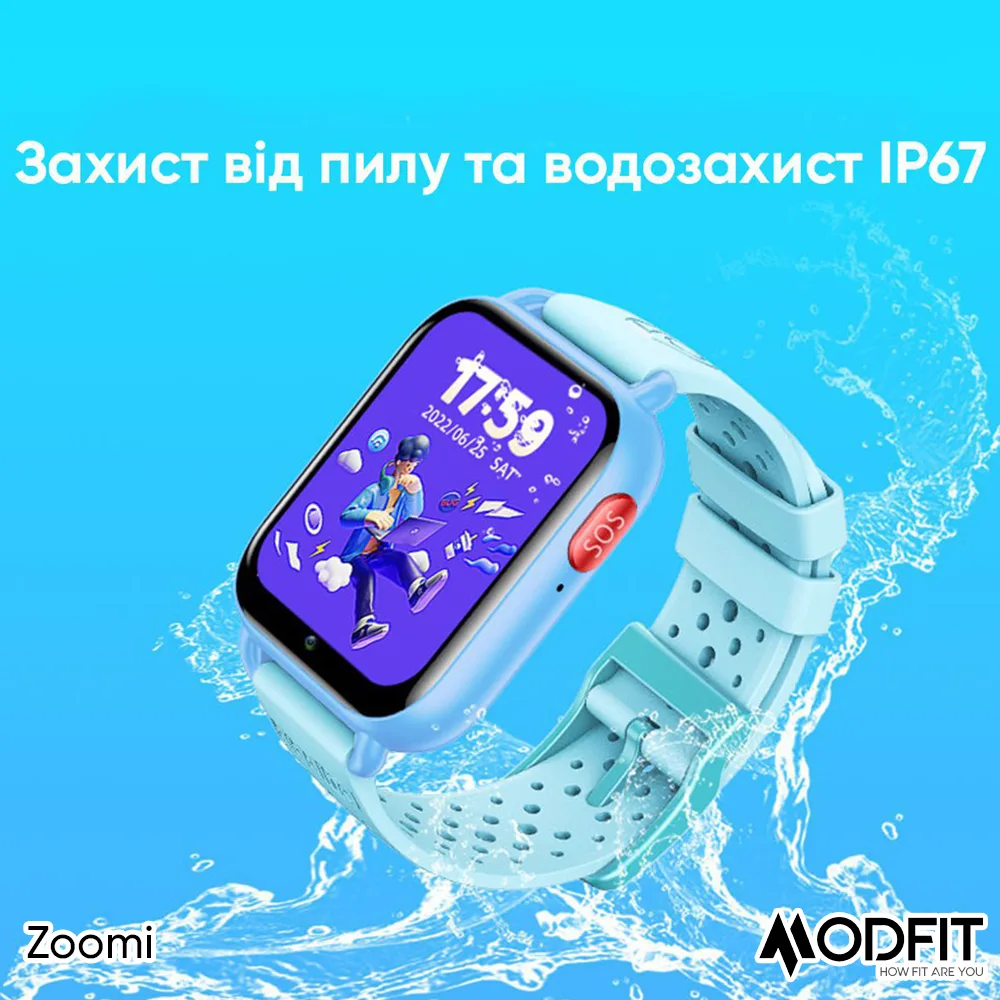 Розумні дитячі годинники Modfit, полімерний корпус, 48 г, блакитні