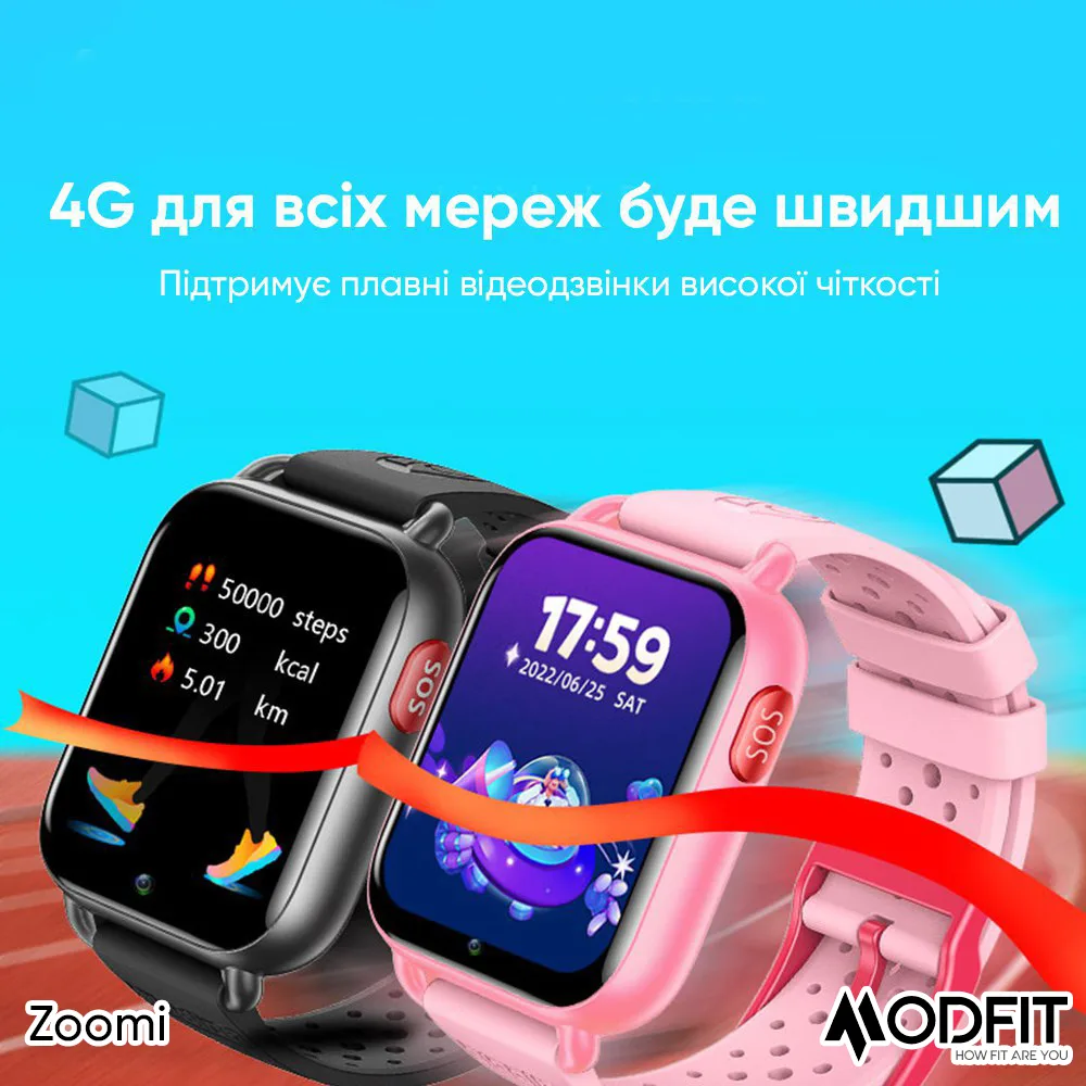Розумні дитячі годинники Modfit, полімерний корпус, 48 г, блакитні