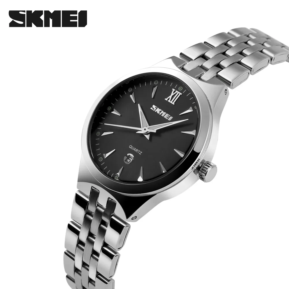 Женские часы Skmei 9071BK-S чёрные 37 мм металл