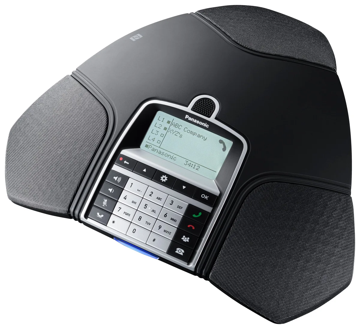 Конференц телефон IP Panasonic KX-HDV800RU 1xFE LAN, 1xUSB Mini-B, 3xRJ11, BT, NFC, SIP, PoE, монохромний дисплей