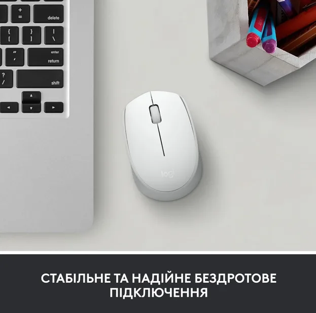 Миша бездротова Logitech оптична маленька біла 61,5х35,2х97,7 мм
