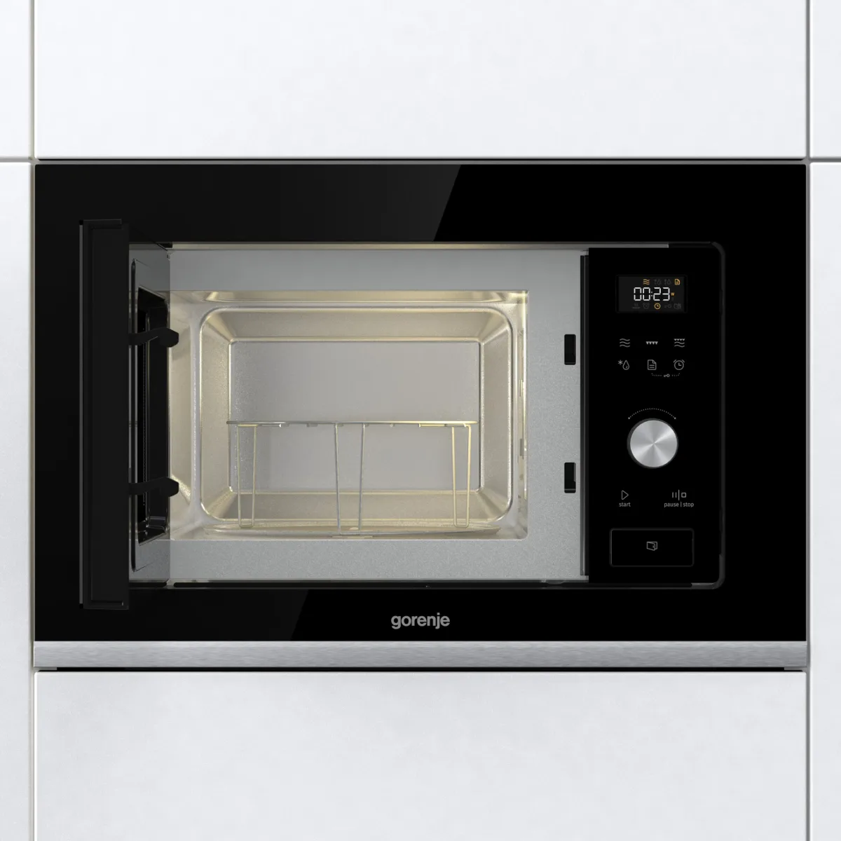 Мікрохвильова піч Gorenje з грилем 20 л 800 Вт чорна нержавіюча сталь
