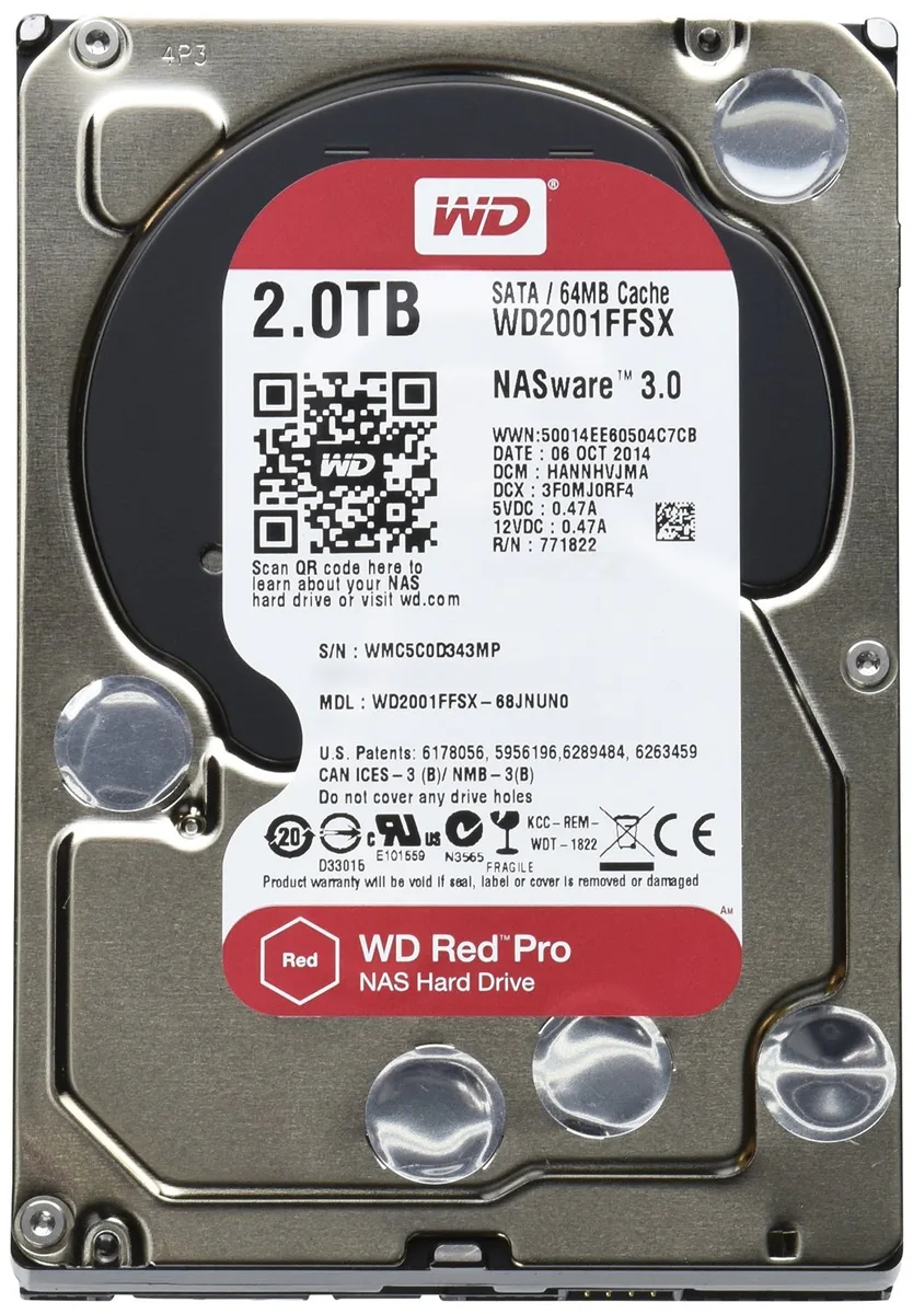 Жесткий диск WD 2TB 3.5" 7200 64MB SATA Red Pro NAS
