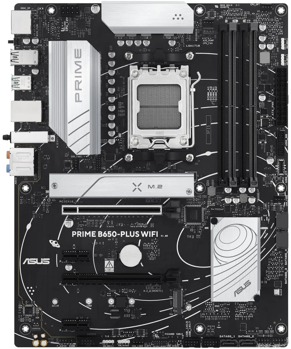 Материнcька плата ASUS PRIME B650-PLUS WIFI sAM5 B650 4xDDR5 M.2 HDMI DP Wi-Fi BT ATX