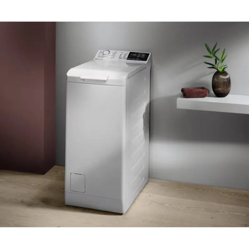Стиральная машина Electrolux вертикальной загрузки, 6 кг, 1000 об/мин, класс энергопотребления D, ширина 60 см, с дисплеем, белая