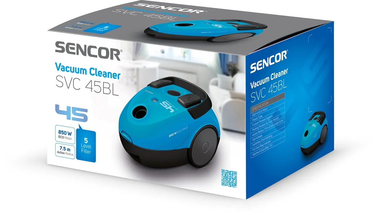 Пилосос Sencor для сухого прибирання 850 Вт 1,5 л блакитний
