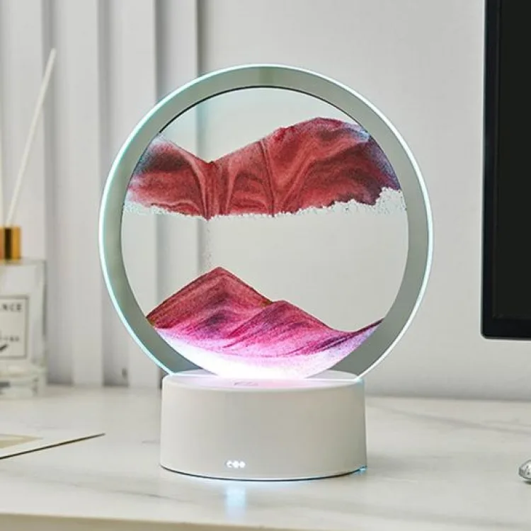 Нічник 3D зыбучі піски LED підсвітка 7 режимів метал скло 30х20 см