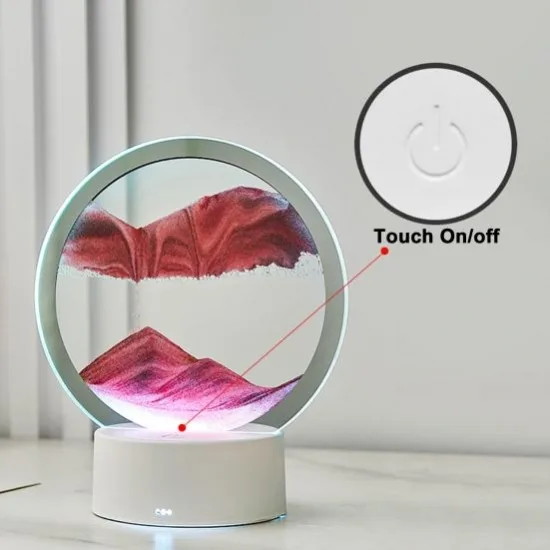 Нічник 3D зыбучі піски LED підсвітка 7 режимів метал скло 30х20 см