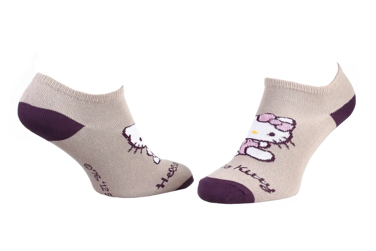 Шкарпетки Hello Kitty 66% хлопок 35-41 бледно-серый-желтый фиолетовый