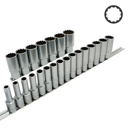 Набір торцевих головок довгих 12-гранів 1/2" 23 шт CR-V 8-32 мм