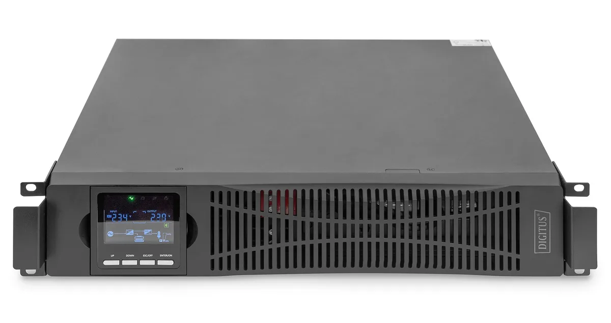 Джерело безперебійного живлення DIGITUS 1500VA/1500W, RTU2, LCD, RJ45, RS232, USB, 8xC13