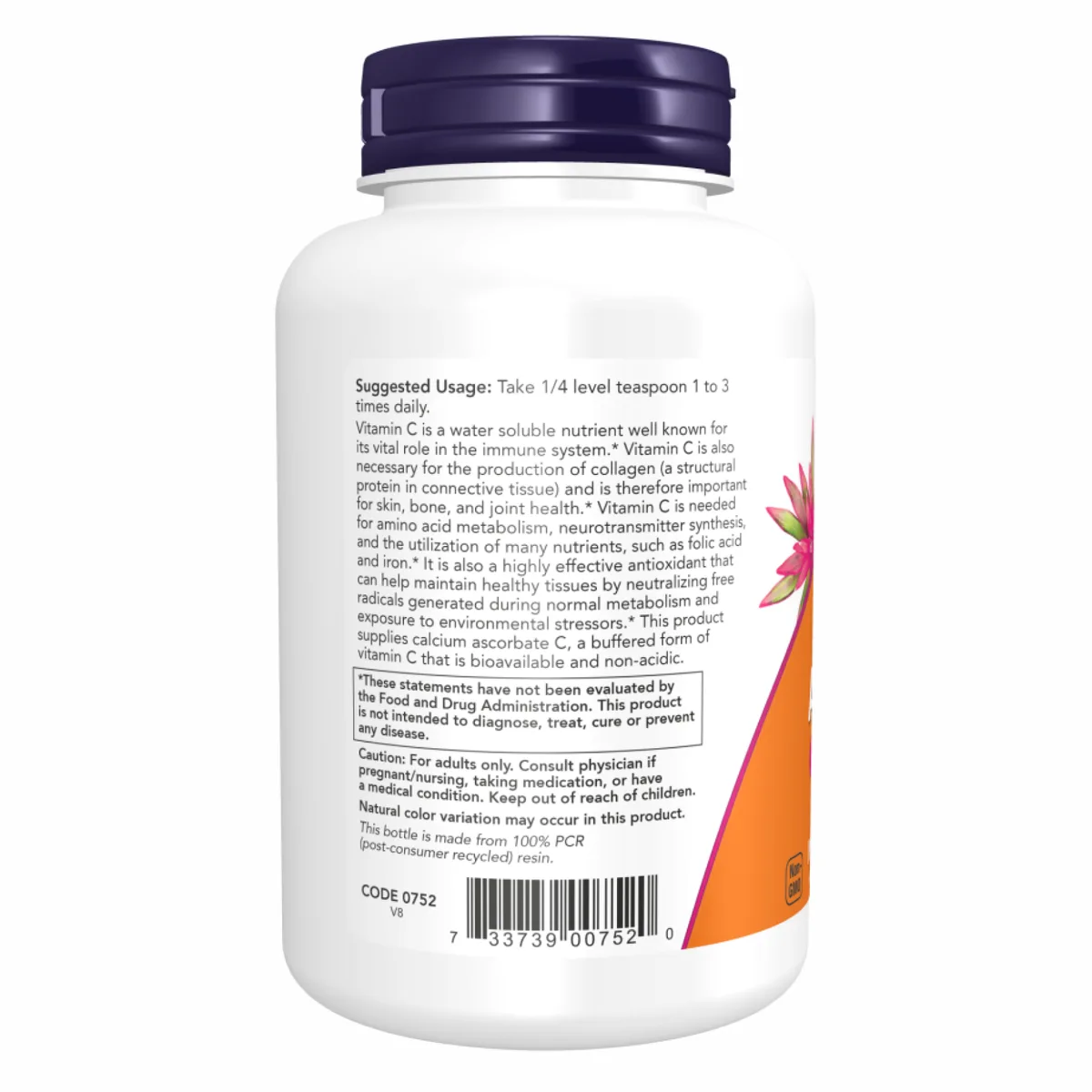 Кальций аскорбат Now Foods вегетарианский 227 г без ГМО