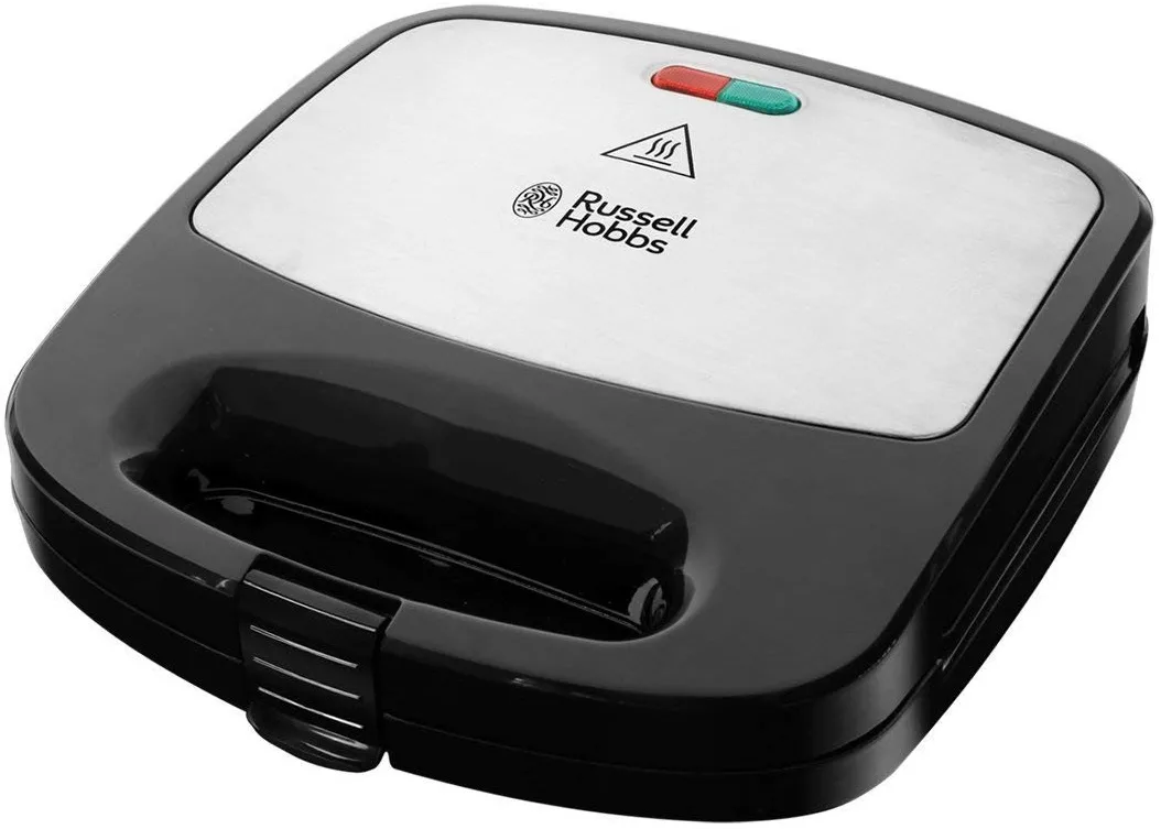 Мультимейкер Russell Hobbs Fiesta 750Вт, алюмінієвий, 3 пластини, корпус з нержавіючої сталі та пластику, чорного кольору.