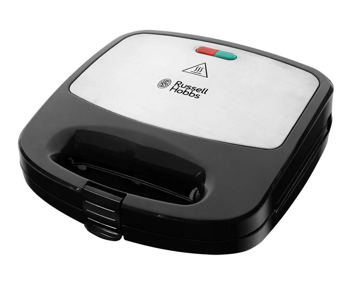 Мультимейкер Russell Hobbs Fiesta 750Вт, алюмінієвий, 3 пластини, корпус з нержавіючої сталі та пластику, чорного кольору.