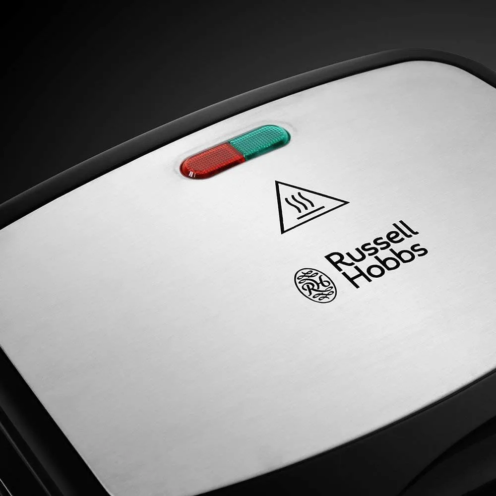 Мультимейкер Russell Hobbs Fiesta 750Вт, алюмінієвий, 3 пластини, корпус з нержавіючої сталі та пластику, чорного кольору.