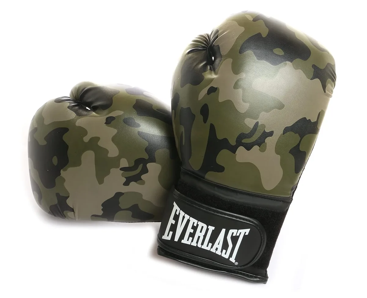 Боксерські рукавиці Everlast синтетична шкіра 10 унцій чорні коричневі унісекс