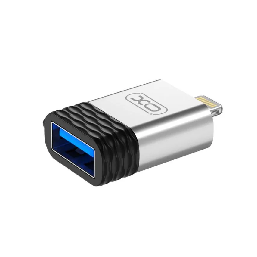 Перехідник OTG XO металевий Lightning USB 2.0 срібний