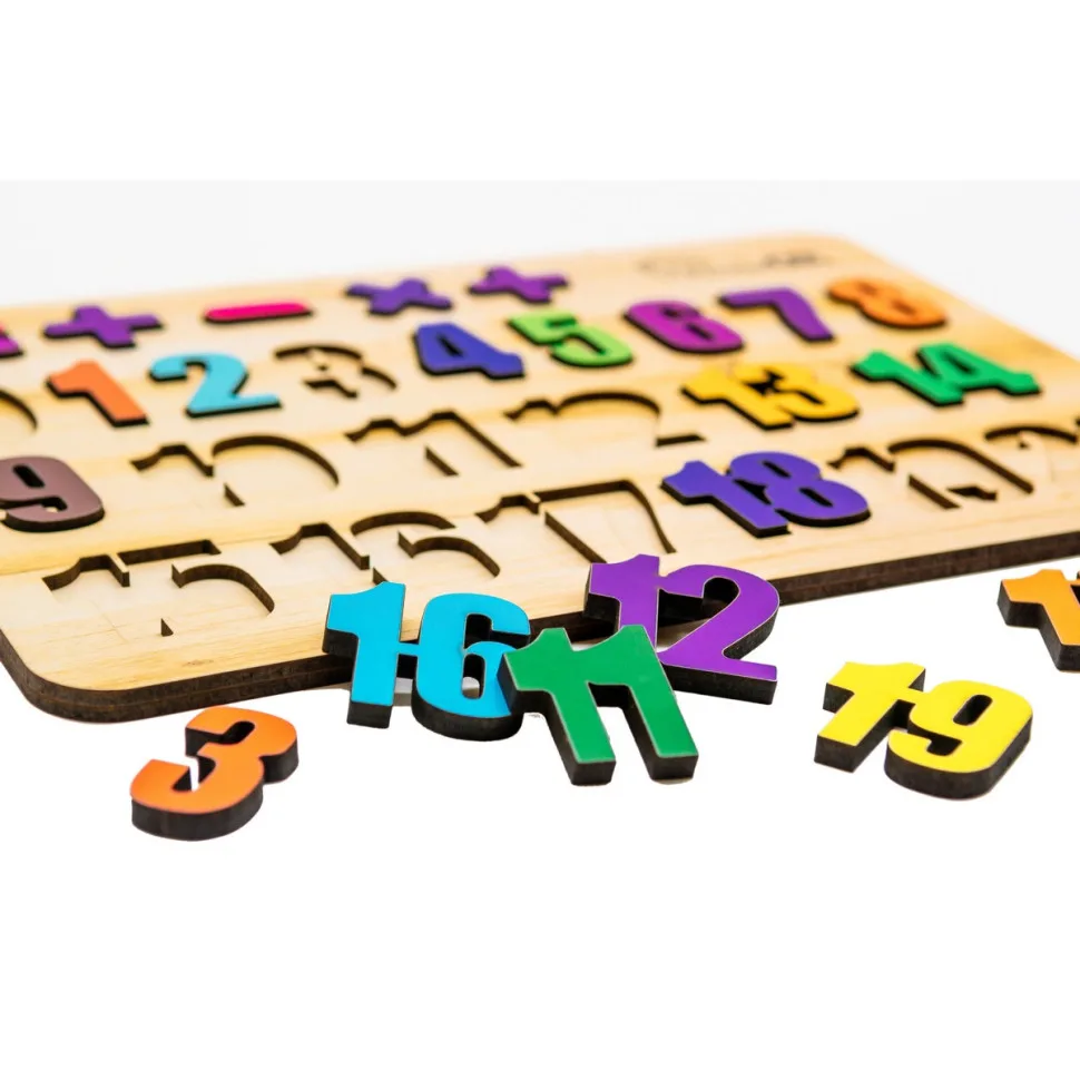 Развивающая деревянная игрушка PuzzleOK Цифры 27 элементов из натурального дерева многоцветная
