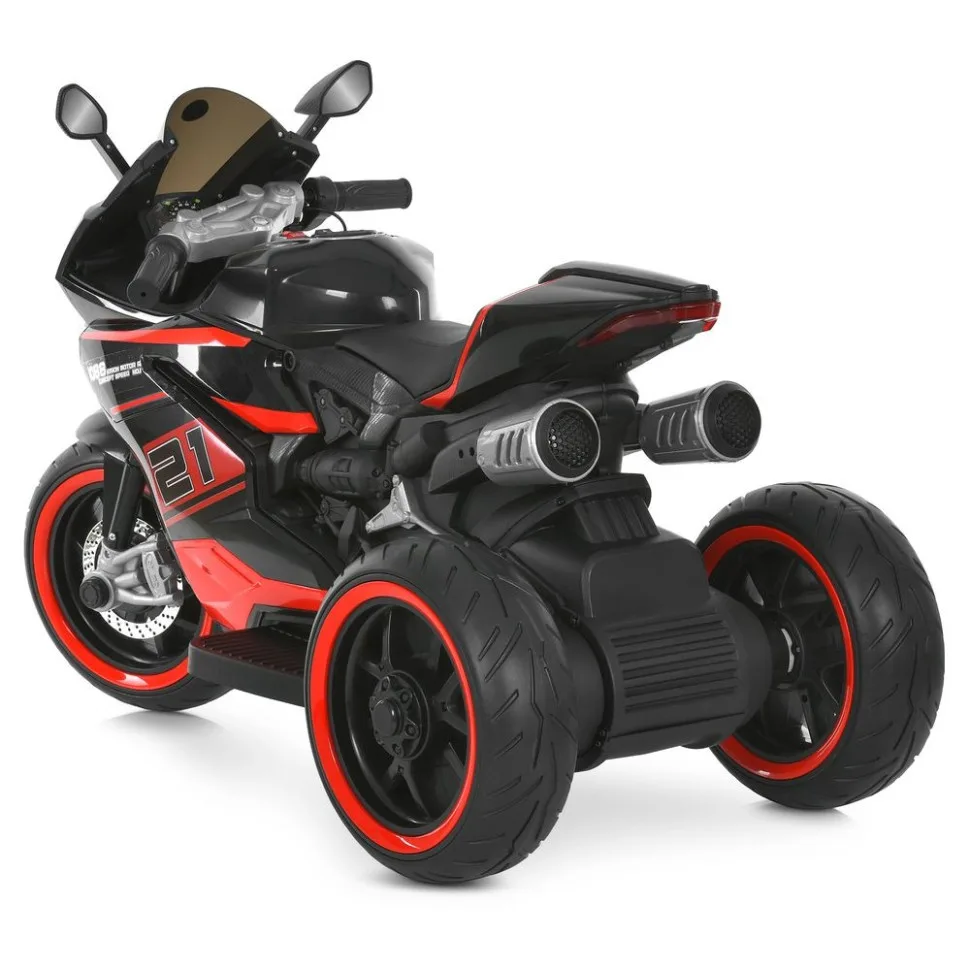 Дитячий електромобіль мотоцикл Bambi Racer 102x32x65 см пластик червоний до 30 кг