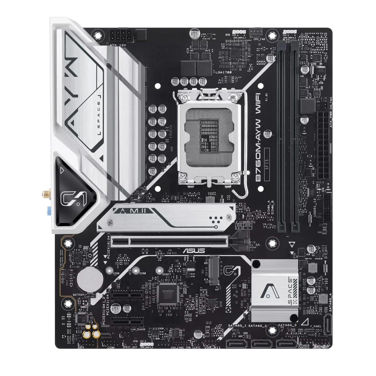 Материнcька плата ASUS B760M-AYW WIFI-SI s1700 B760 2xDDR5 M.2 HDMI Wi-Fi BT mATX BULK WITH ACCESSORY