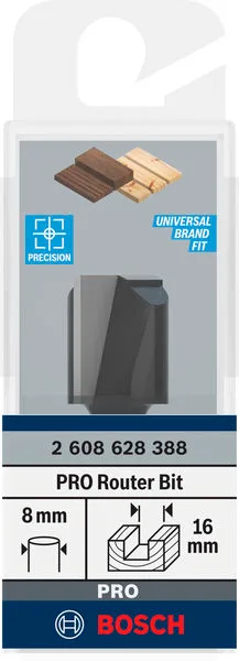 Фреза пазова Bosch Professional з двома лезами Std S8 D16 L20 для точного фрезерування.