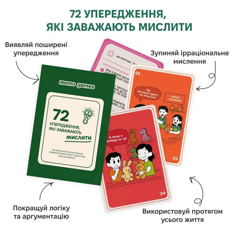 Карточная игра Memo Games 72 предубеждения 72 карточки картонные многоцветные