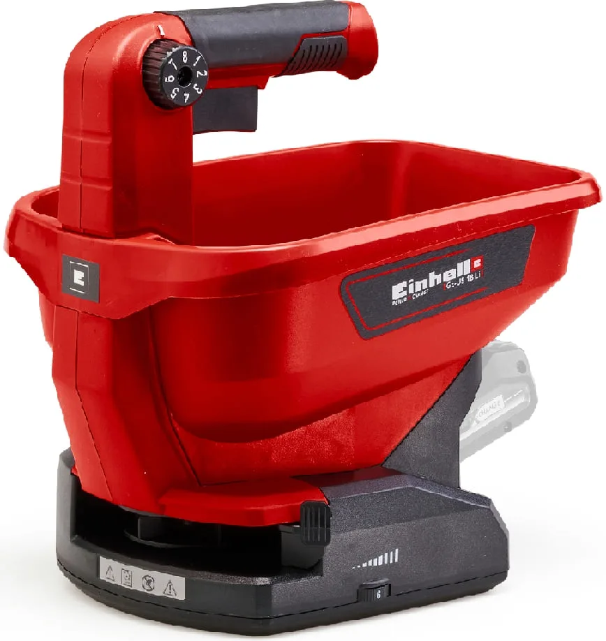 Акумуляторна сівалка Einhell GE-US 18В PXC з розкидом до 5 м, об'єм контейнера 3.3 л, без батареї та зарядного пристрою.