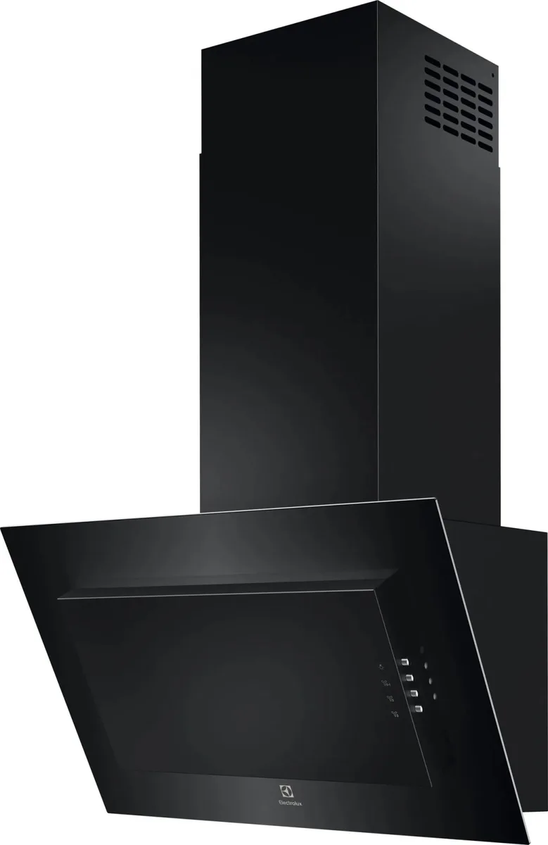 Вертикальна витяжка Electrolux, 60 см, потужність 600 м3/год, чорного кольору.