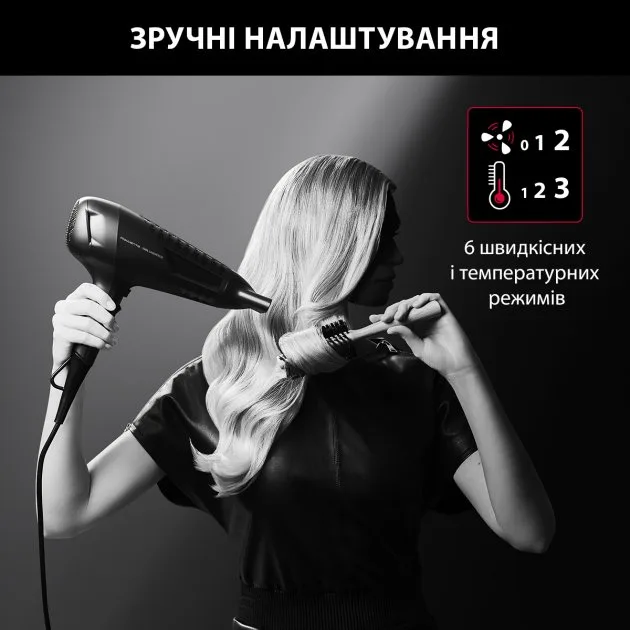 Фен Rowenta 2100 Вт 2 швидкості 3 температури Чорний