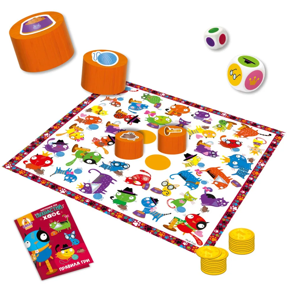 Настільна гра Vladi Toys Пухнастий хаос картон 2-4 гравці кольорова