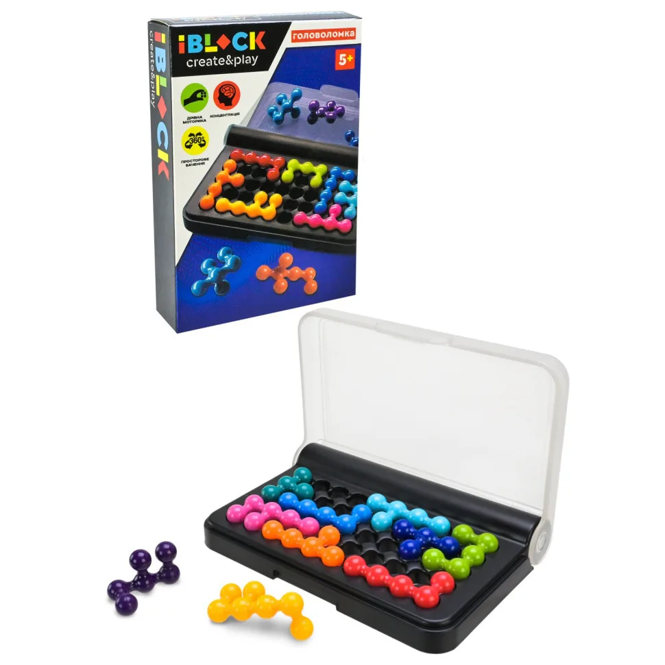 Головоломка Create and Play 120 варіантів складання пластик 14,5х9,8х3 см різні кольори