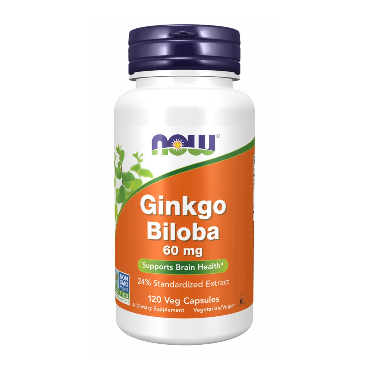 Ginkgo Biloba NOW Foods 60 mg вегетарианские капсулы 120 шт