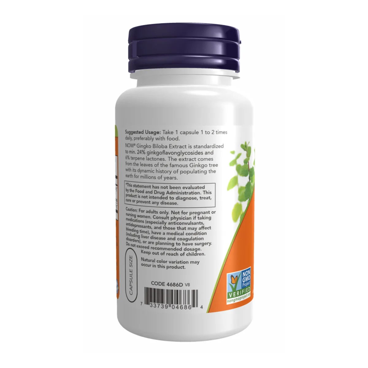 Ginkgo Biloba NOW Foods 60 mg вегетарианские капсулы 120 шт