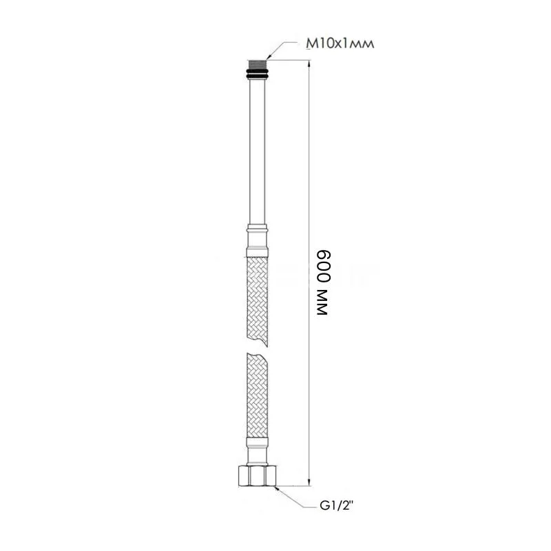 Шланг гнучкий Thermo Alliance 60 см M10x1/2" латунь нейлон для змішувача