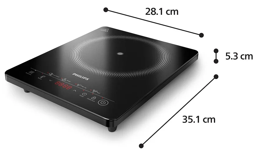 Индукционная плитка Philips 2000 Вт 1 конфорка черная стеклокерамика 35,1х28,1 см
