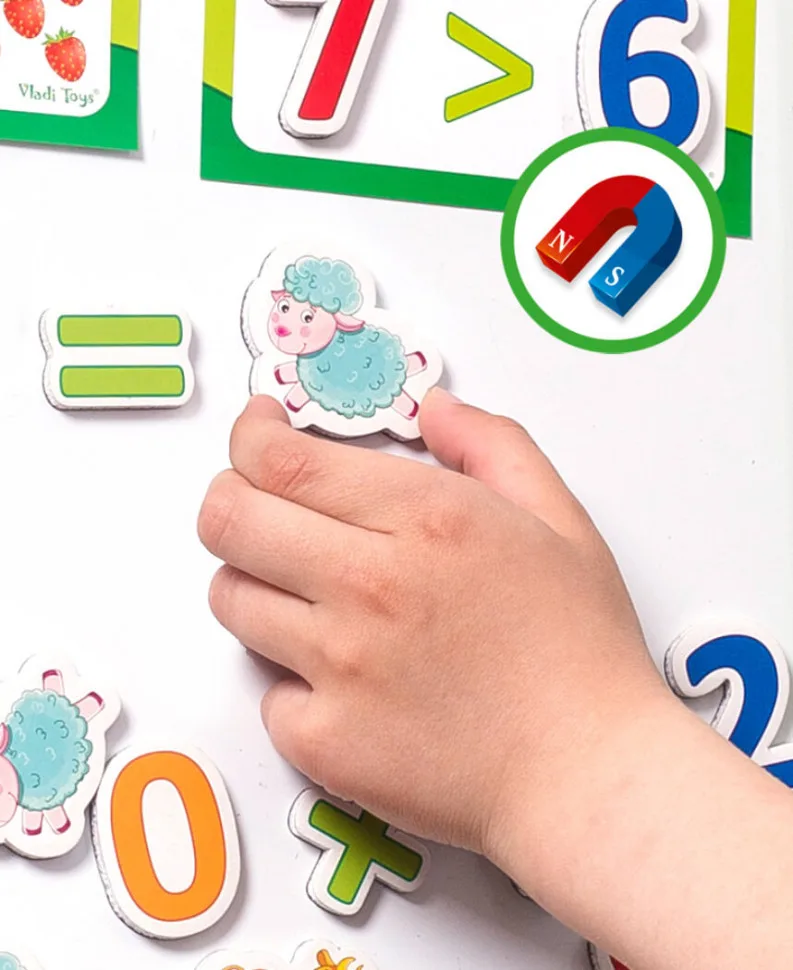 Магнітні цифри та знаки Vladi Toys м'які 56 шт 21х18х5 см