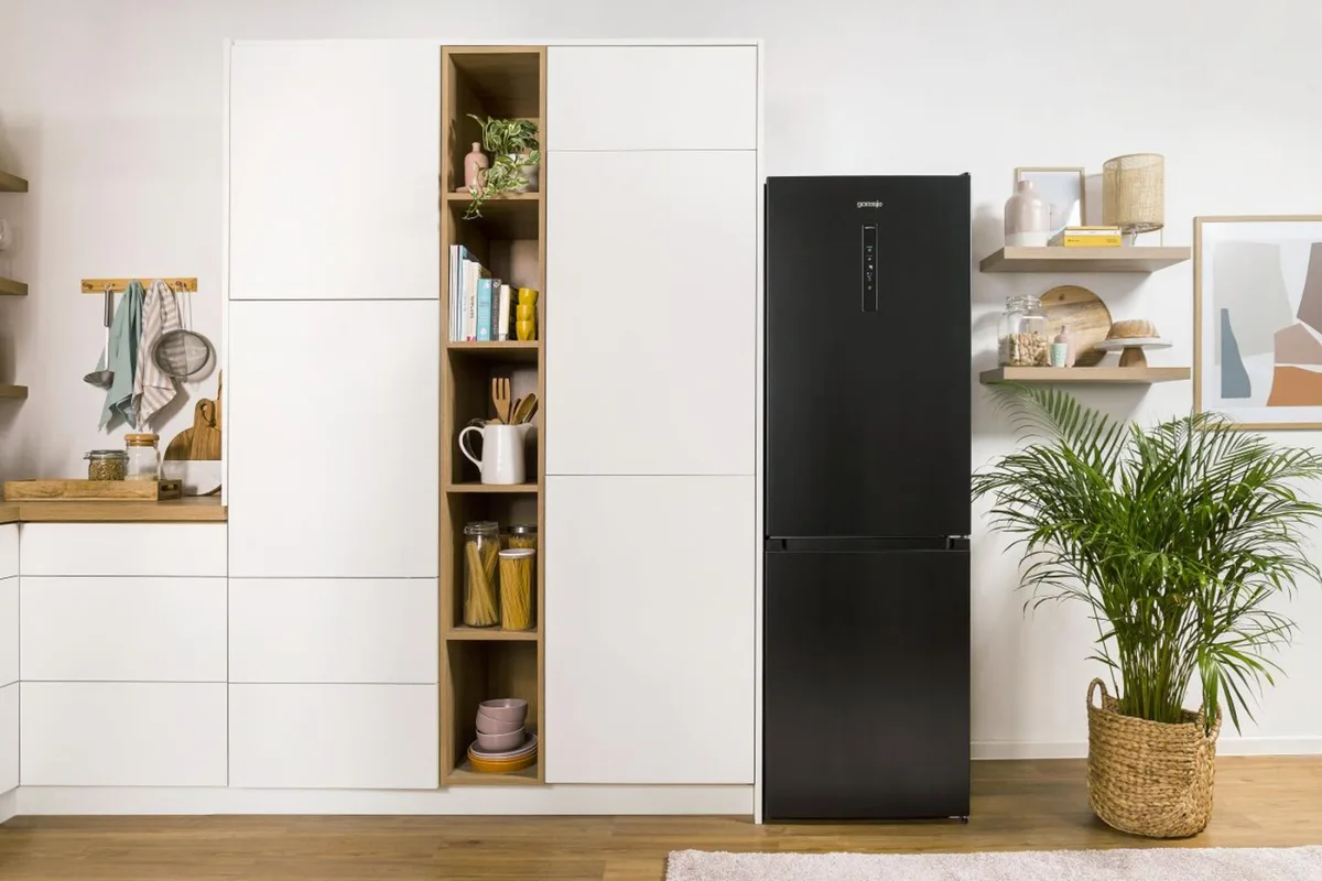 Холодильник Gorenje NRK619EABXL4 с нижней морозильной камерой, размеры 185х60х60 см, 2 дверцы, объем холодильника 204 л, объем морозильной камеры 96 л, класс энергоэффективности A+, технология NoFrost Plus