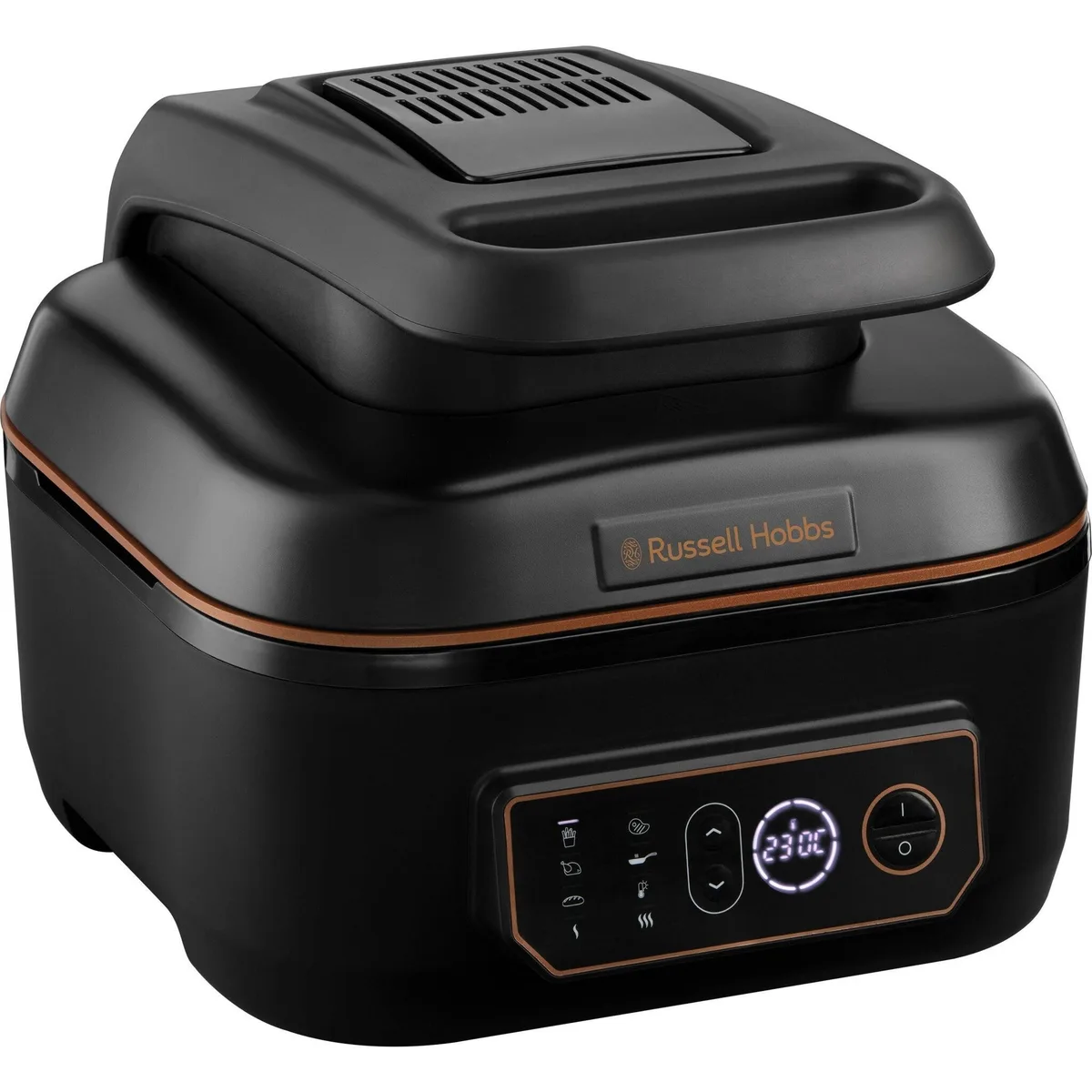 Мультифункціональна піч Russell Hobbs SatisFry AirGrill, 1745 Вт, об'єм чаші 5,5 л, сенсорне управління, алюміній/пластик, чорний