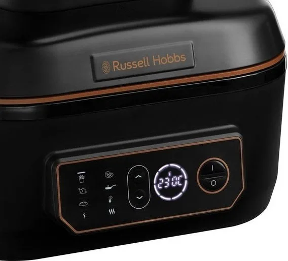 Мультифункціональна піч Russell Hobbs SatisFry AirGrill, 1745 Вт, об'єм чаші 5,5 л, сенсорне управління, алюміній/пластик, чорний