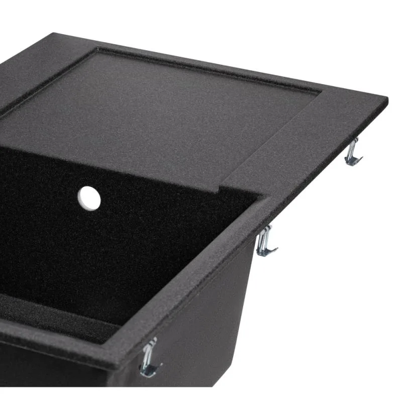 Кухонна мийка Lidz GRF-13 790x495 мм штучний камінь графітова з крилом
