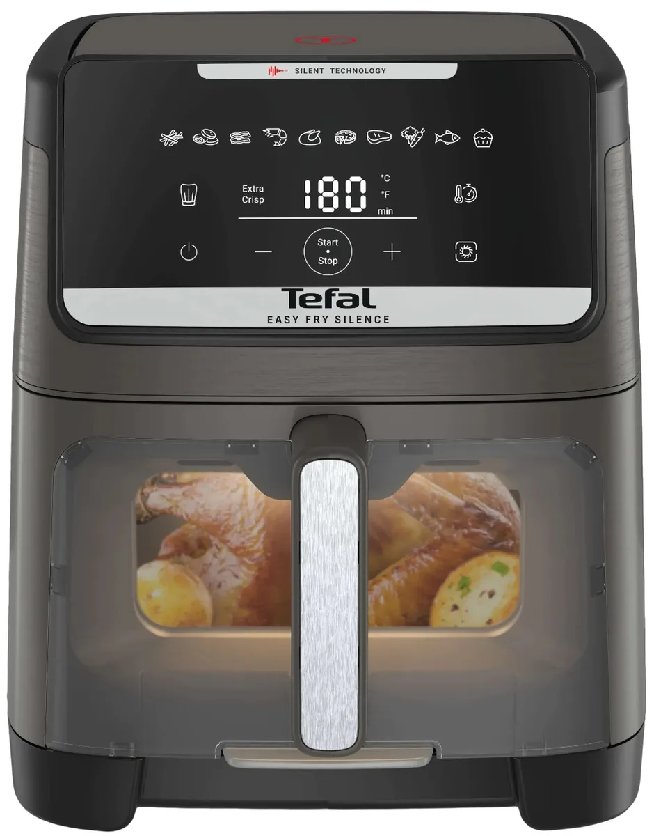 Мультипіч Tefal Easy Fry Silence XXL, 1800Вт, 7-літрова чаша, сенсорне управління, 10 режимів приготування, з віконцем, пластикови
