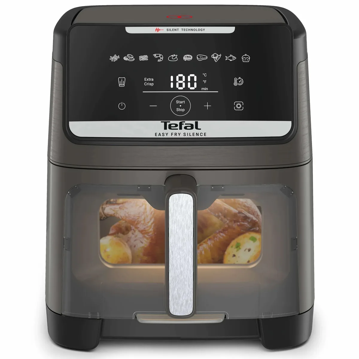 Мультипіч Tefal Easy Fry Silence XXL, 1800Вт, 7-літрова чаша, сенсорне управління, 10 режимів приготування, з віконцем, пластикови