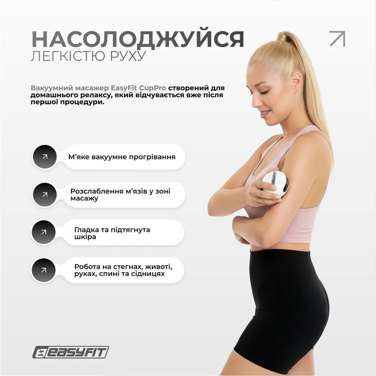 Вакуумний масажер EasyFit ABS 100х87х64 мм Білий з прогрівом та ІК-світлом
