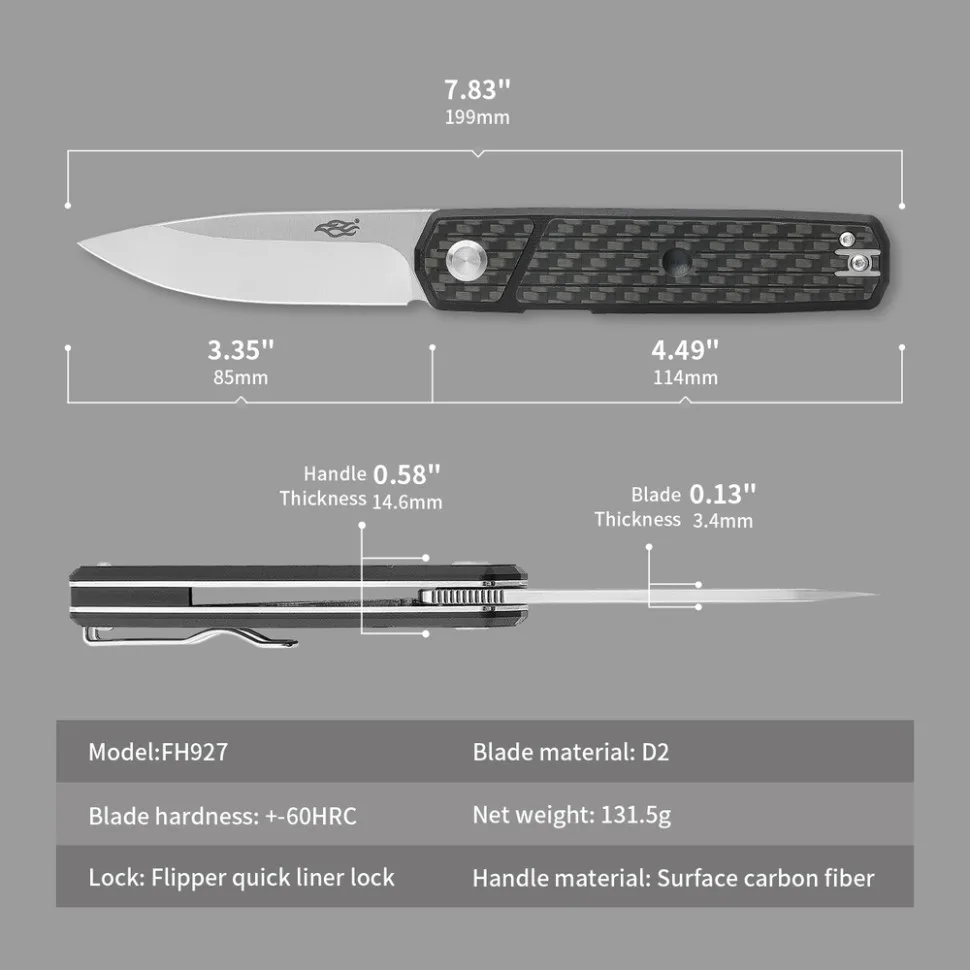 Складаний ніж Firebird D2 85 мм чорний карбон