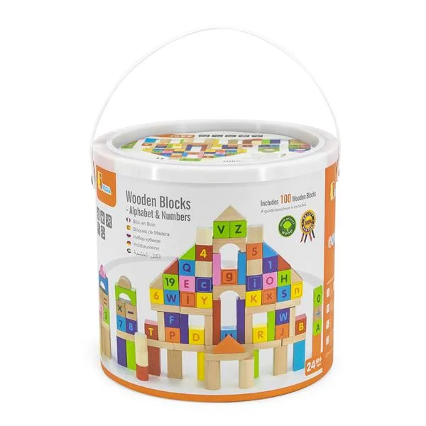 Деревянные кубики Viga Toys 100 шт 3 см разноцветные алфавит и числа